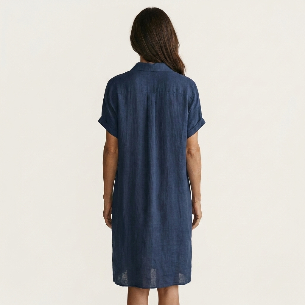 Nidalie | Abito Camicia Midi con Maniche Arrotolate
