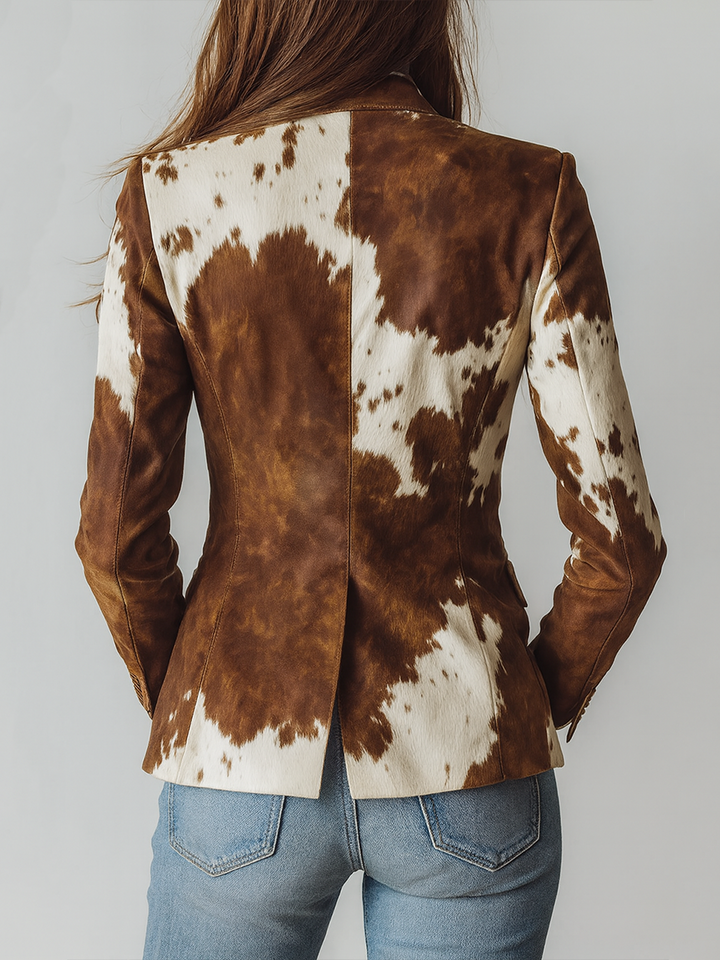 Blazer Eco Friendly con Stampa Vacca Vintage da Donna