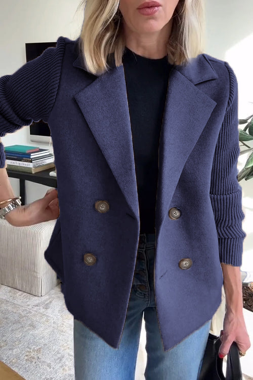 Giacca Casual con Maniche a Maglia e Colletto Botton Down