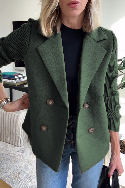 Giacca Casual con Maniche a Maglia e Colletto Botton Down