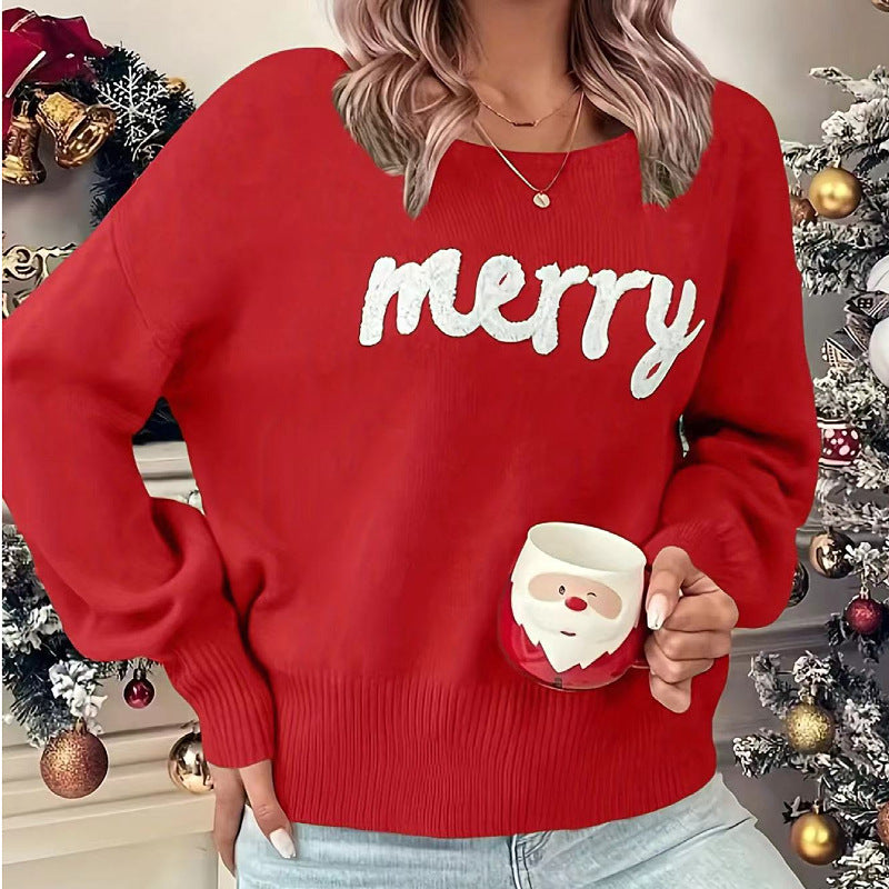Maglione a maniche lunghe con collo rotondo di Natale