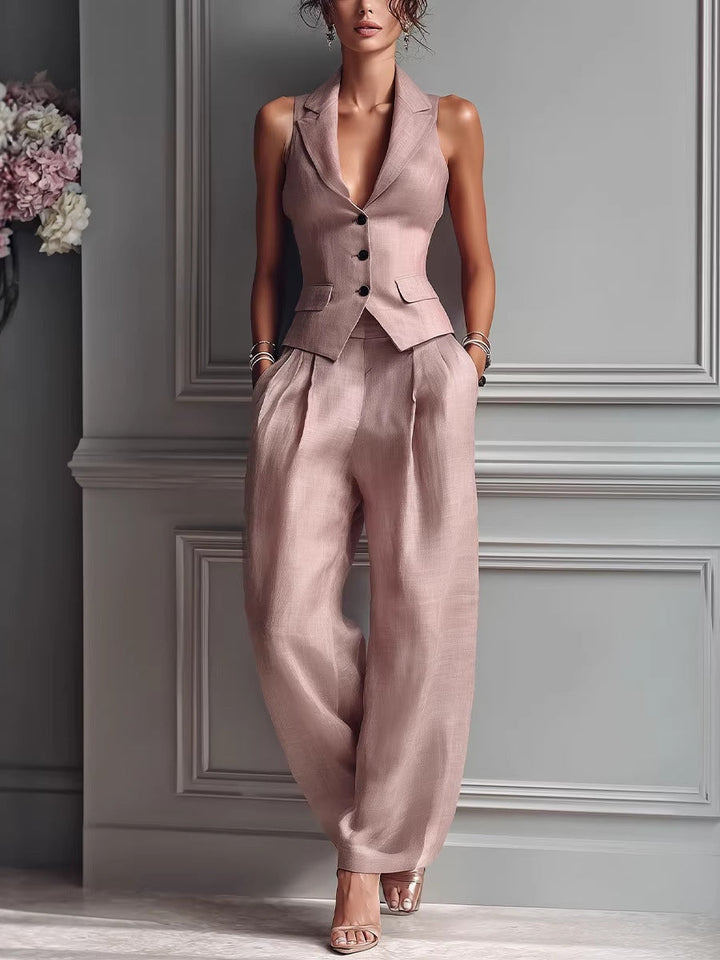 Gilet Sexy Donna con Scollatura a V e Set Casual alla Moda