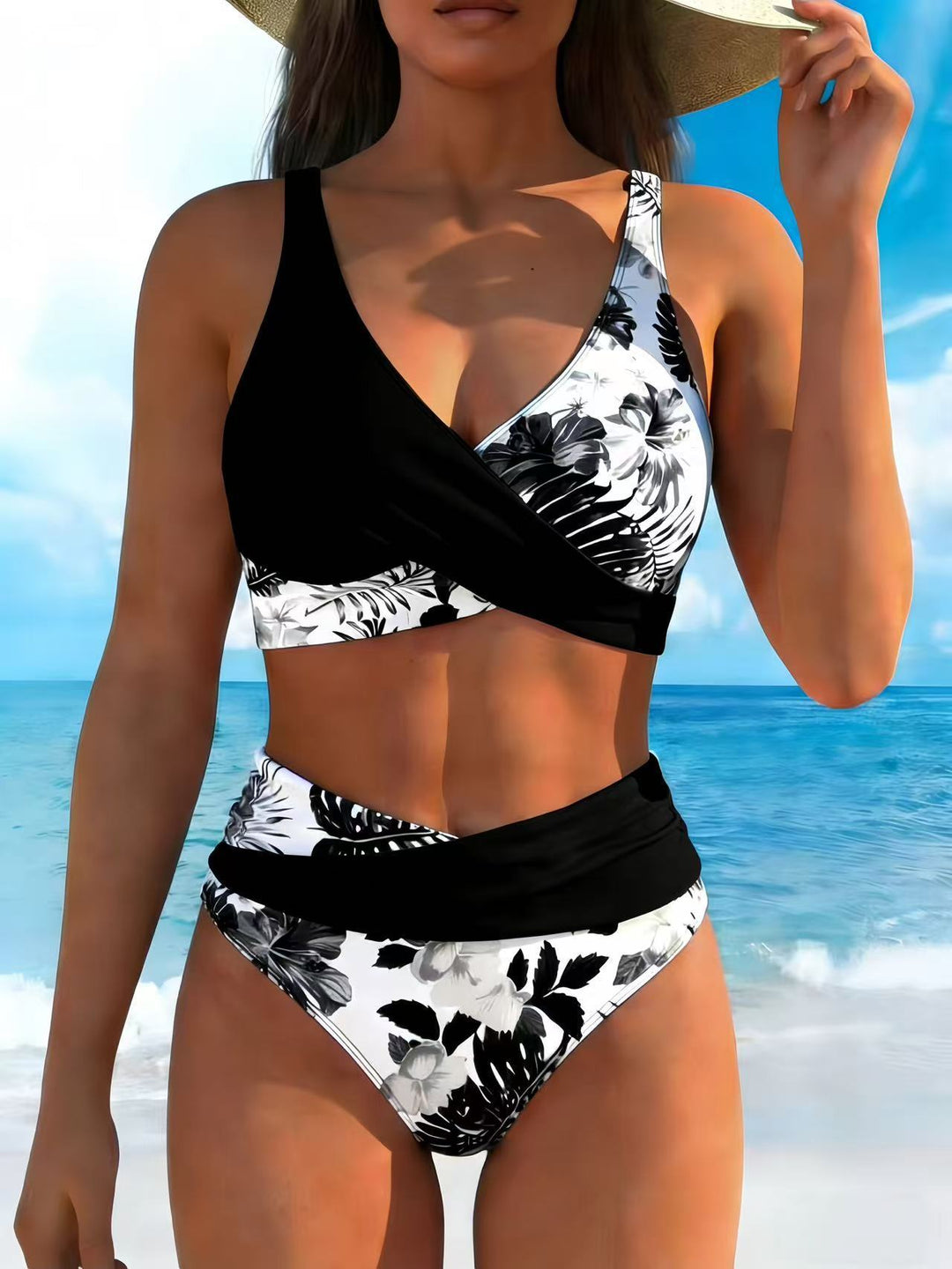 Set Bikini Sexy da Donna con Stampa Floreale Tropicale