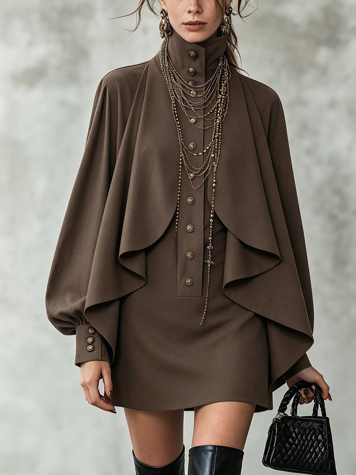 Ophelia | Mini Abito con Cappotto a Collo Alto