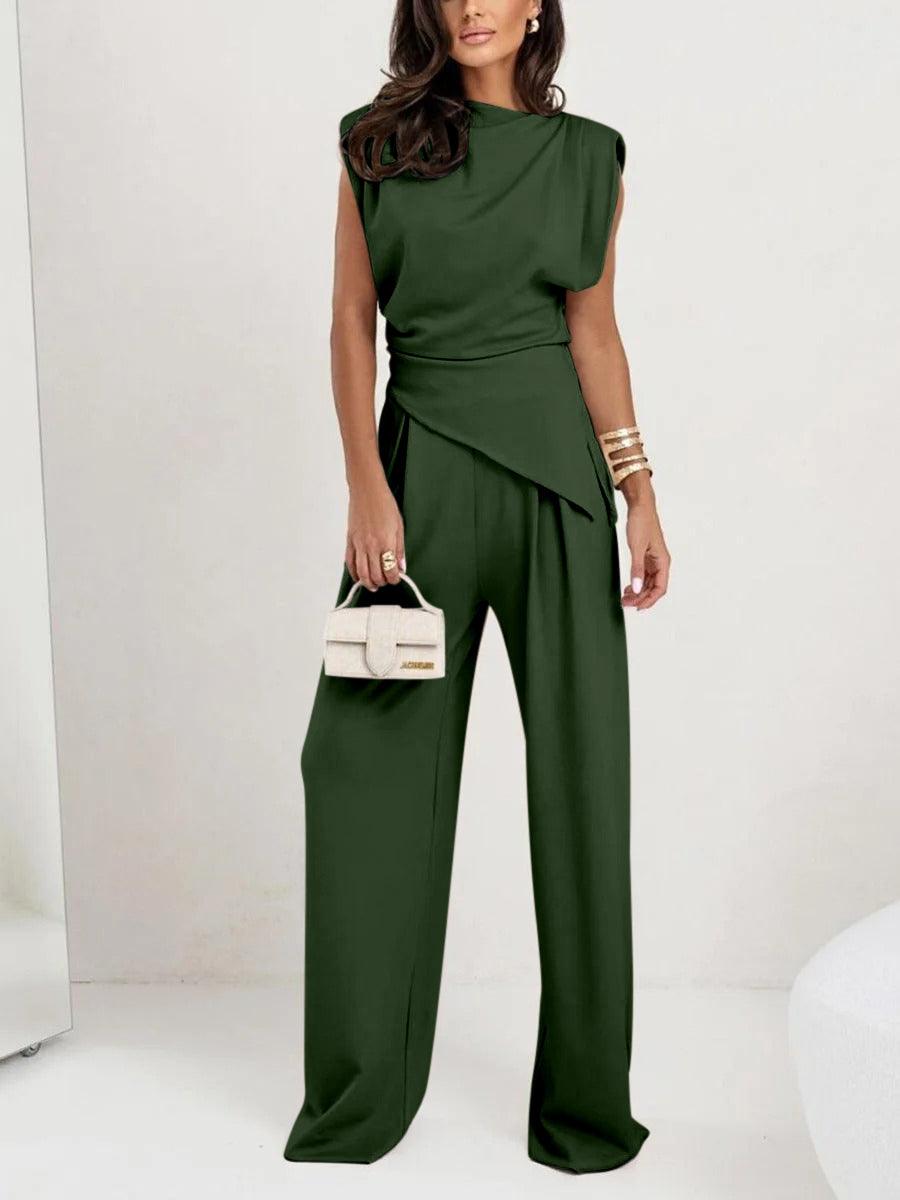 Set casual senza maniche a due pezzi irregolare