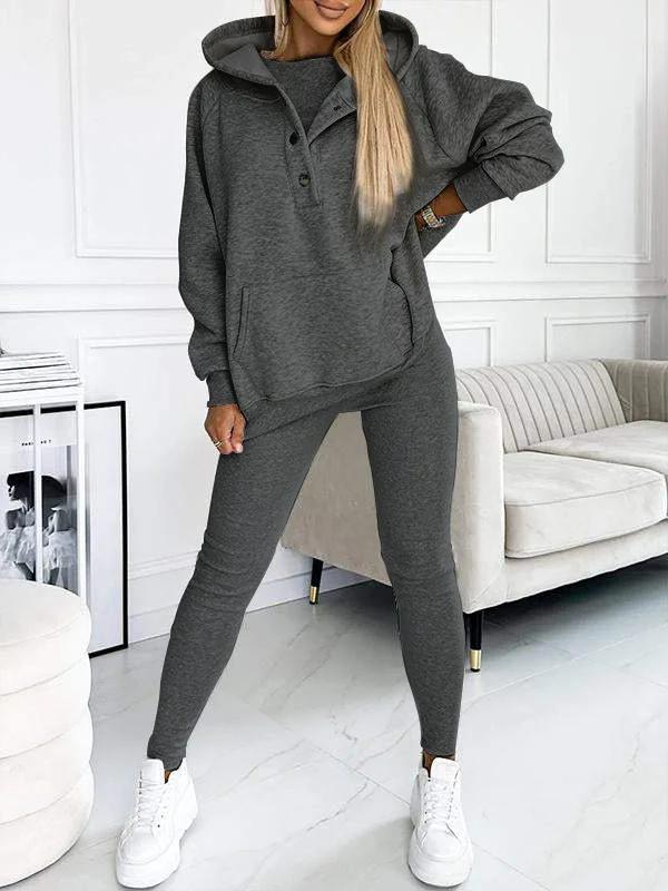 Set di felpa a tre pezzi casual e comodo