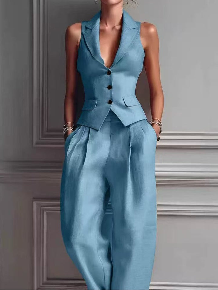 Gilet Sexy Donna con Scollatura a V e Set Casual alla Moda