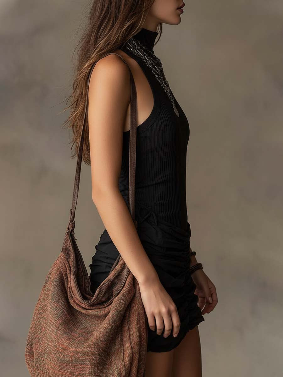Abito Mini Ruché con Halter Bohemien a Costine