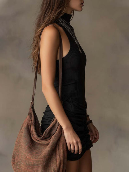 Abito Mini Ruché con Halter Bohemien a Costine
