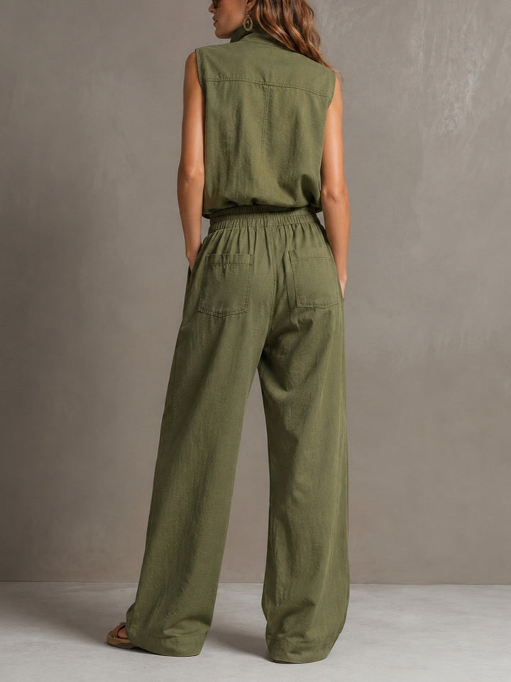 Set Utility a Gamba Larga Senza Maniche con Collo Alto e Mezzo Zip per Donne