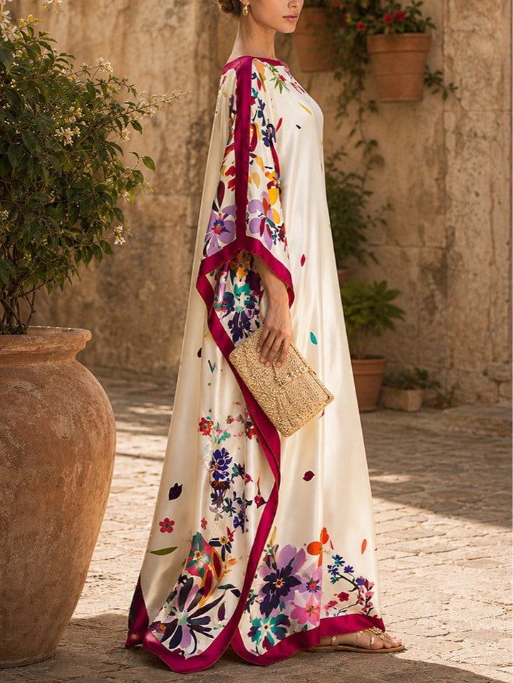 Robe Maxi Larga in Satin Stampato Elegante