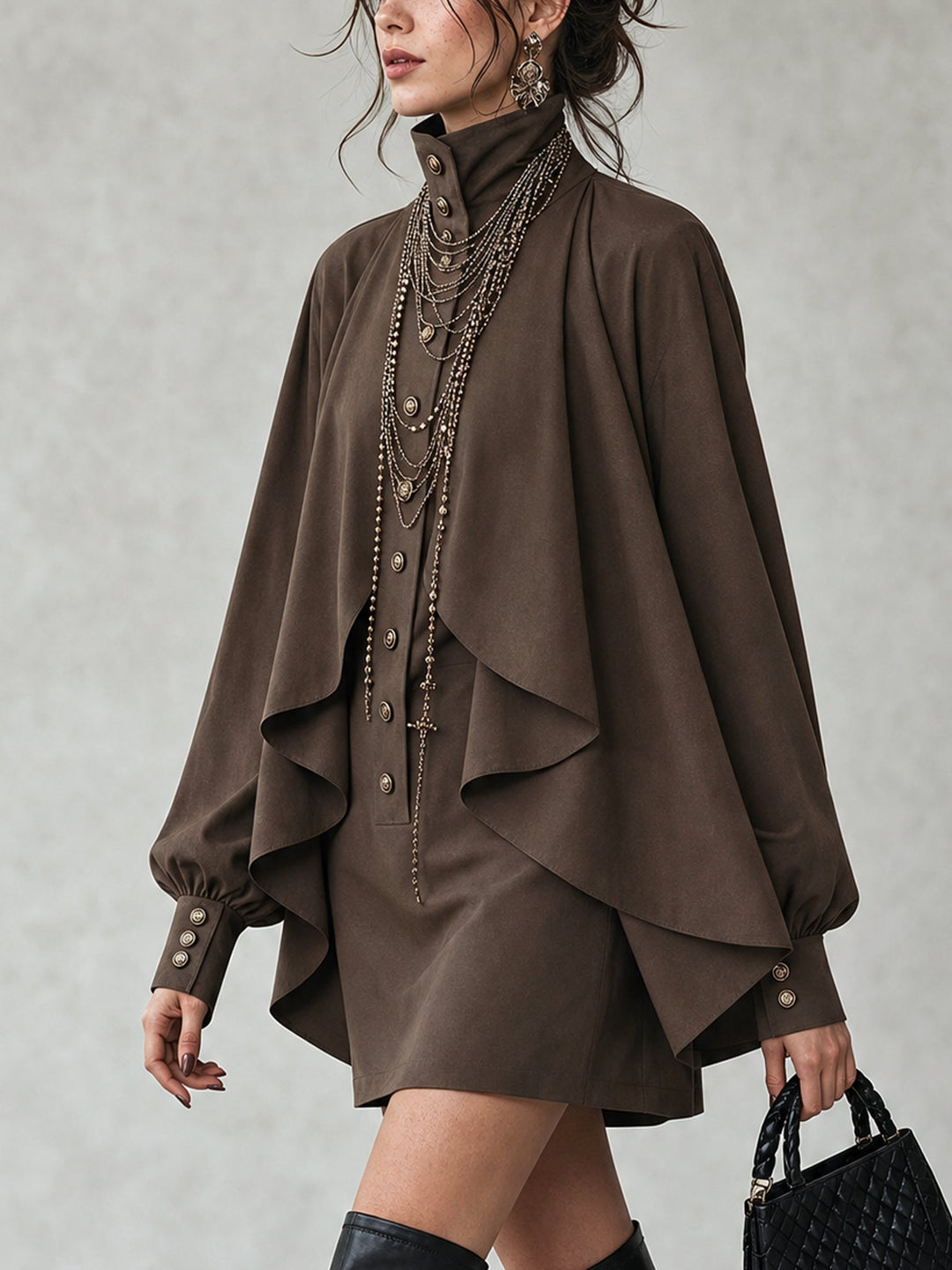 Ophelia | Mini Abito con Cappotto a Collo Alto