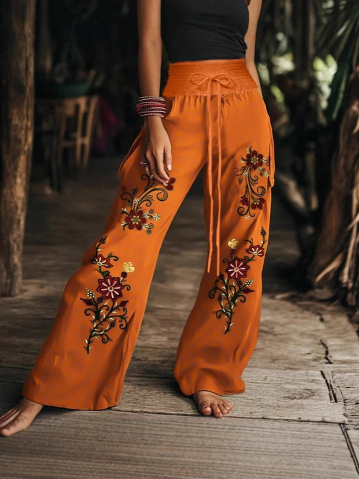 Pantaloni casual da donna con stampa floreale