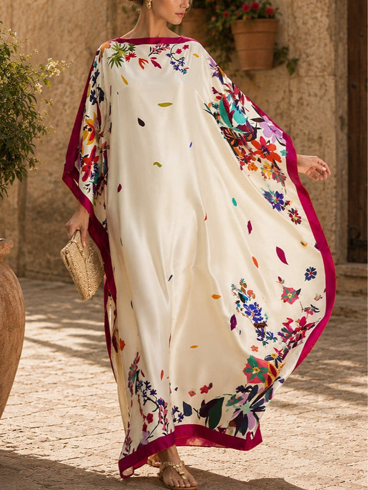 Robe Maxi Larga Elegante in Satin Stampato