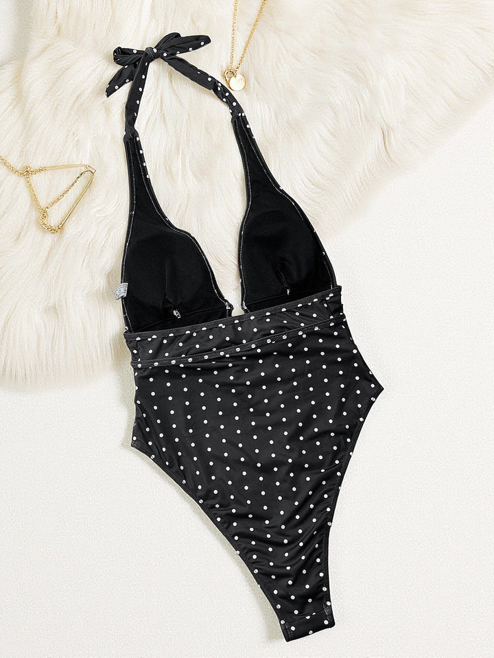 Costume da Bagno Intero Sexy con Stampa a Pois, Confortevole e Snellente
