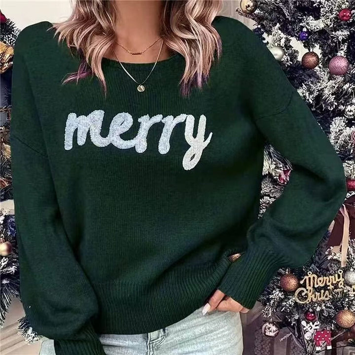 Maglione a maniche lunghe con collo rotondo di Natale