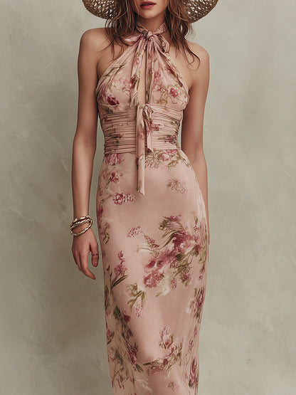 Lia | Abito maxi in chiffon con stampa floreale elegante e scollatura a goccia