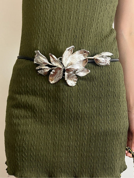 Cintura decorativa con fiore di tulipano dorato vintage