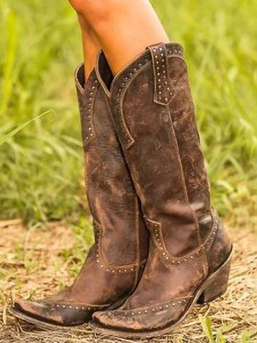 Stivali da Cowgirl Vintage con Borchie