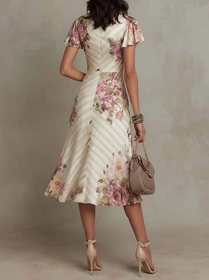 Margaret | Abito Midi Satinate Floreale Vintage