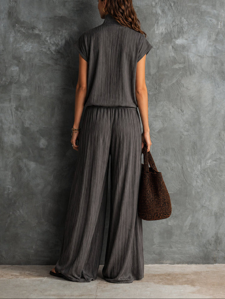 Set di top e pantaloni grigi casual con zip