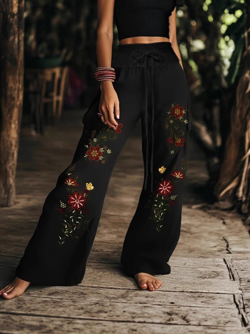 Pantaloni casual da donna con stampa floreale