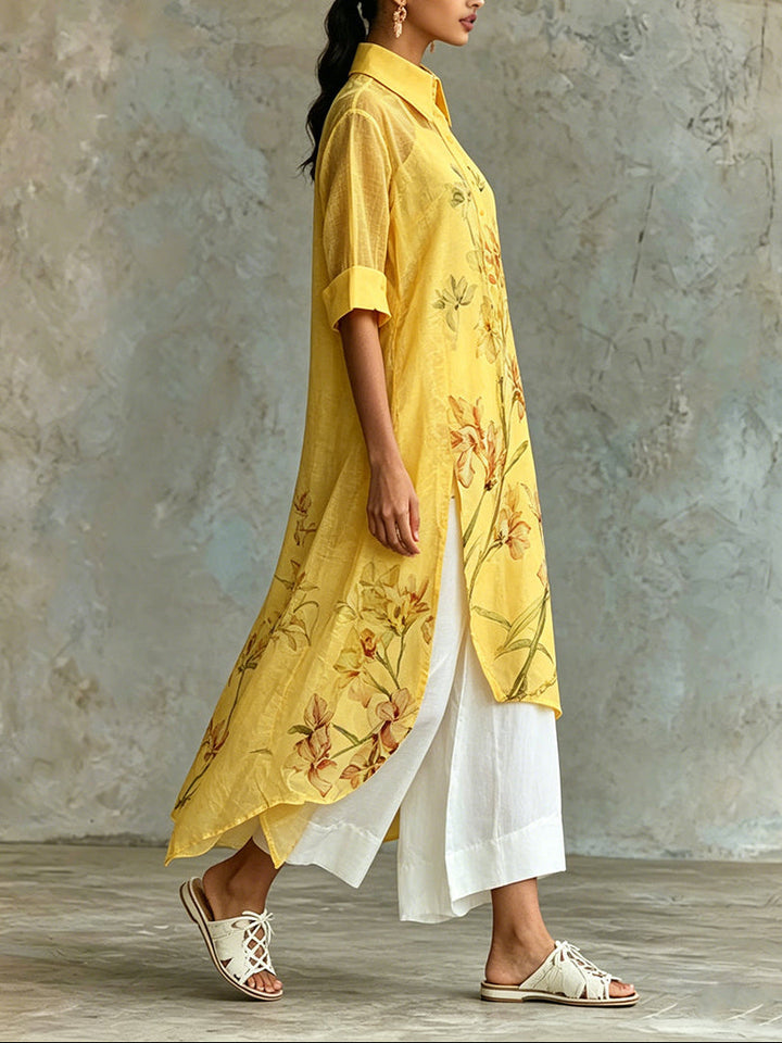 Set di due pezzi: Abito midi a maniche corte floreale casual e abito sottoveste