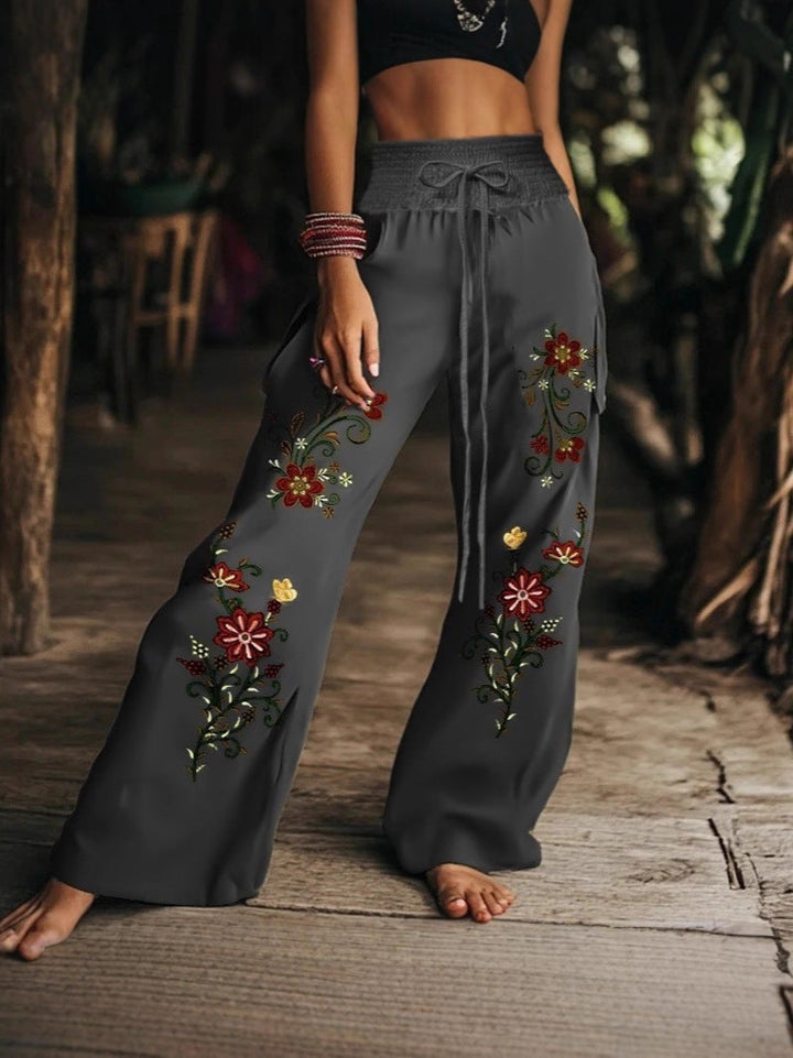Pantaloni casual da donna con stampa floreale