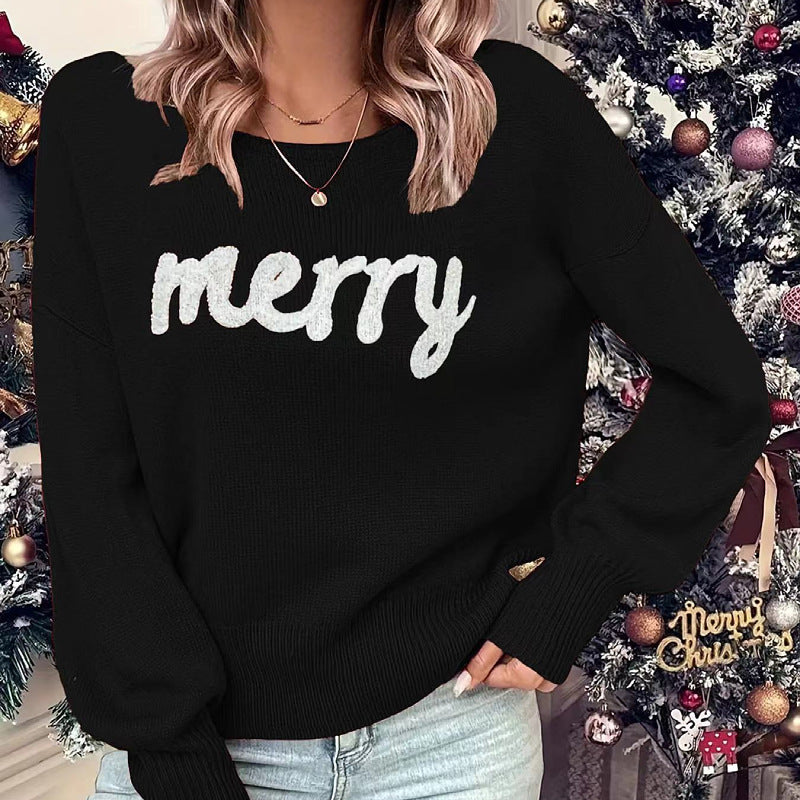 Maglione a maniche lunghe con collo rotondo di Natale