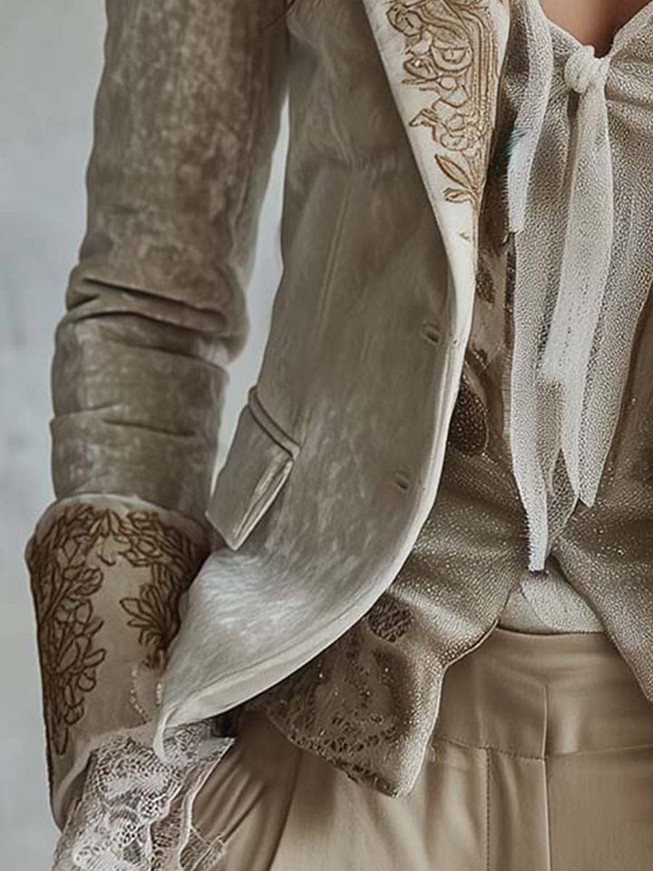 Blazer Su Misura Ricamato Avorio Da Donna