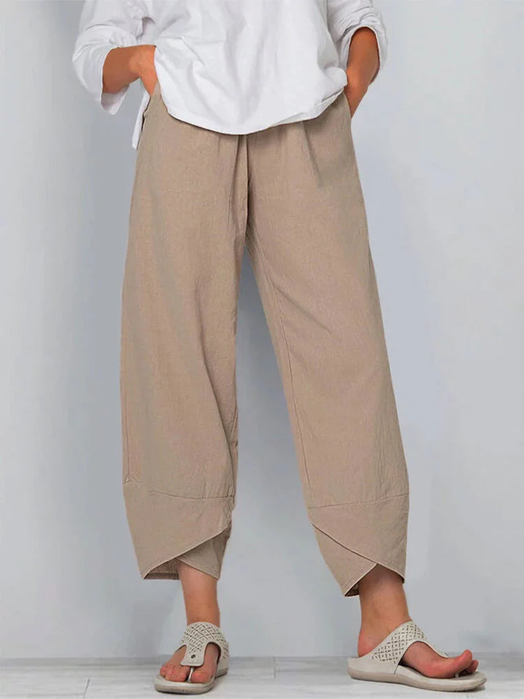 Pantaloni alla Caviglia Casual a Colore Solido
