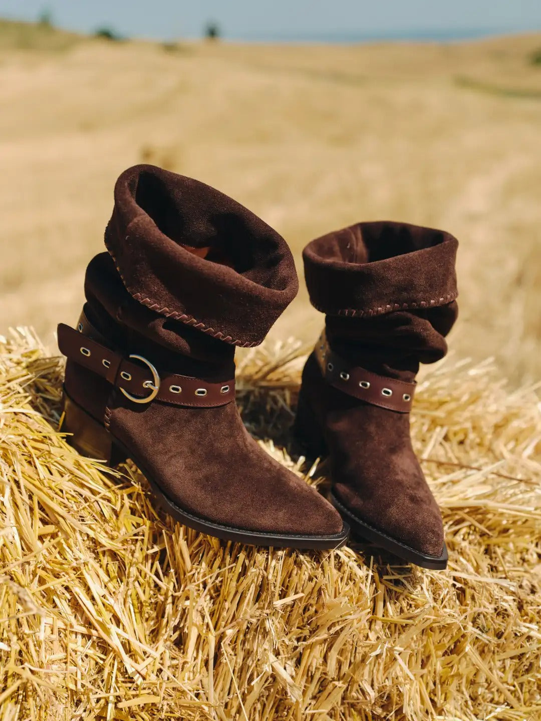 Stivali da equitazione retro in pelle morbida per donna