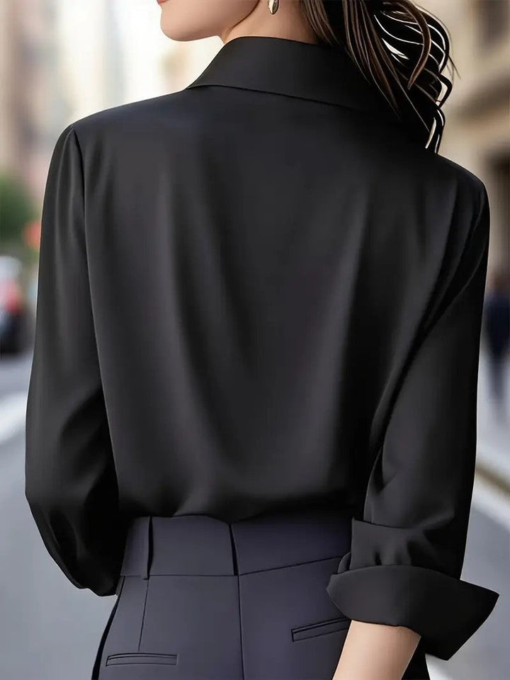 Camicia versatile a maniche lunghe in tinta unita con colletto in raso