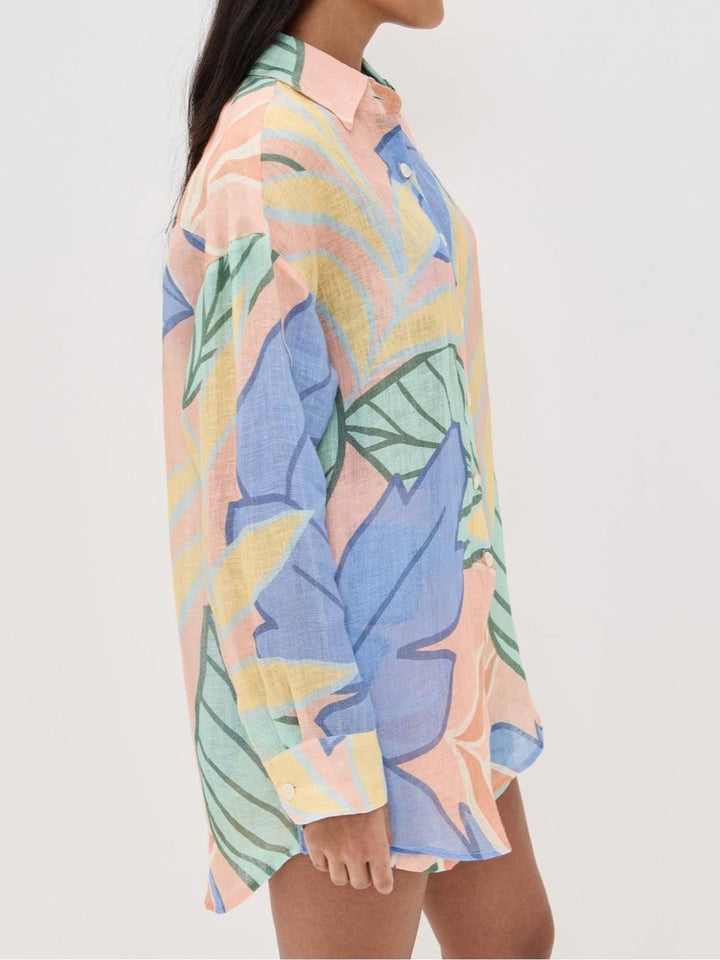 Completo Corto Stampato Foglie Tropicali Playa Boyfriend