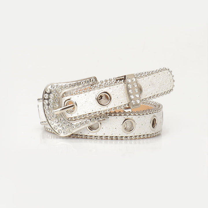 Cintura da donna con fibbia in strass alla moda e unica