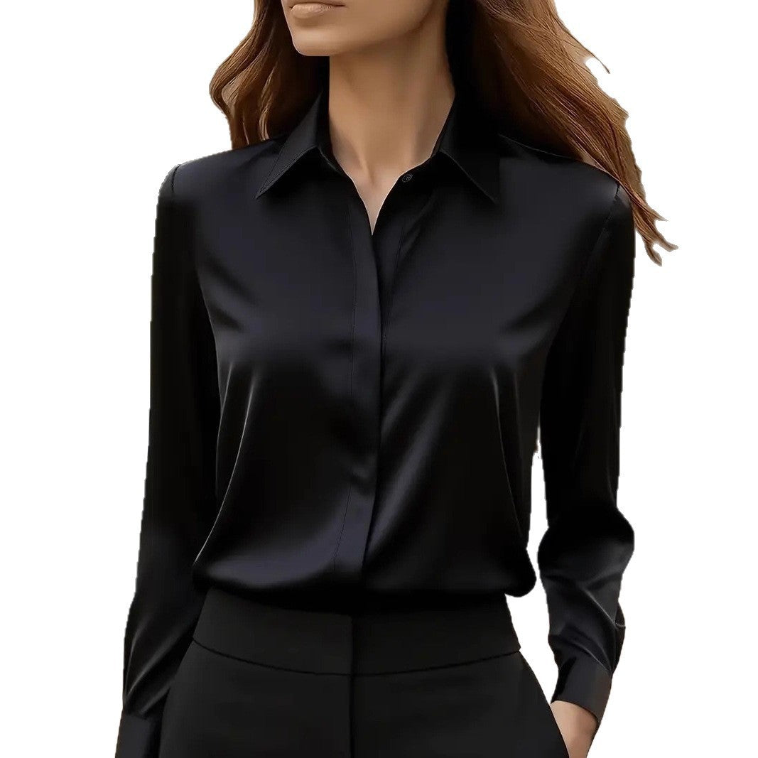 Camicia versatile a maniche lunghe in tinta unita con colletto in raso