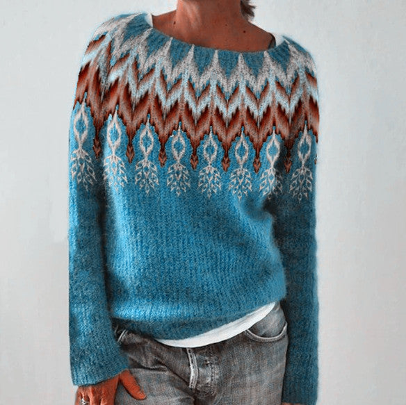 Maglione Casual con Stampa a Piuma