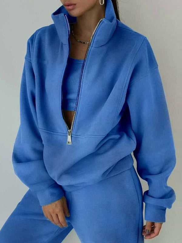 Felpa Sportiva Casual in Fleece Due Pezzi