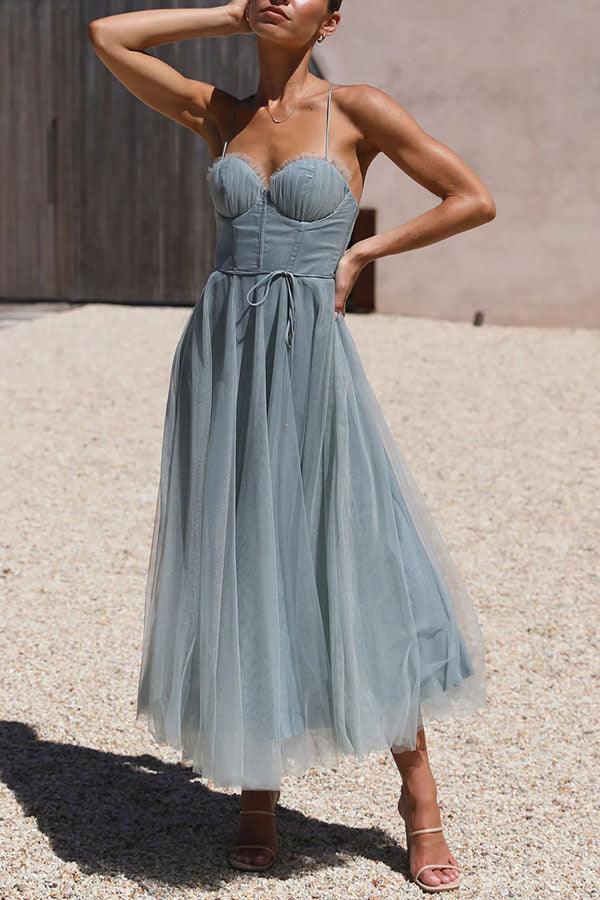 Abito Maxi da Festa con Bretelle in Chiffon per Principessa Moderna