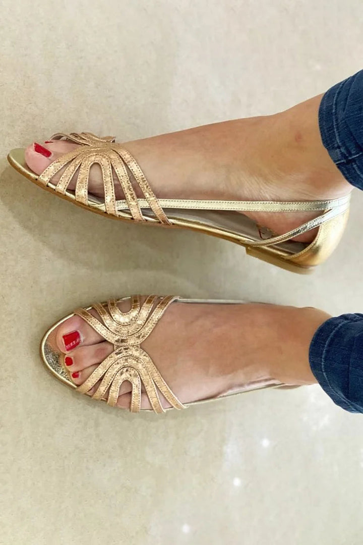 Sandali Open-Toe con Lucentezza Metallica