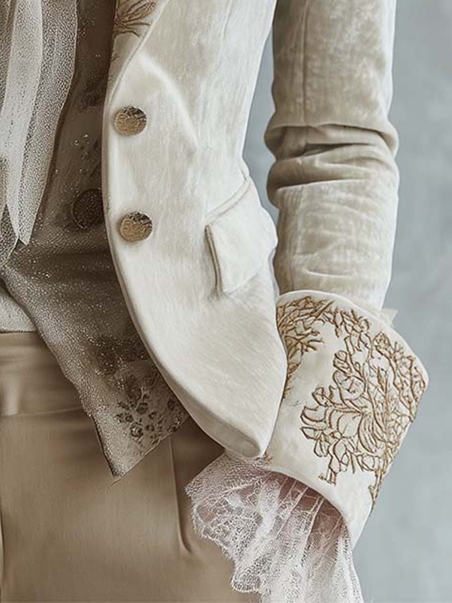 Blazer Su Misura Ricamato Avorio Da Donna