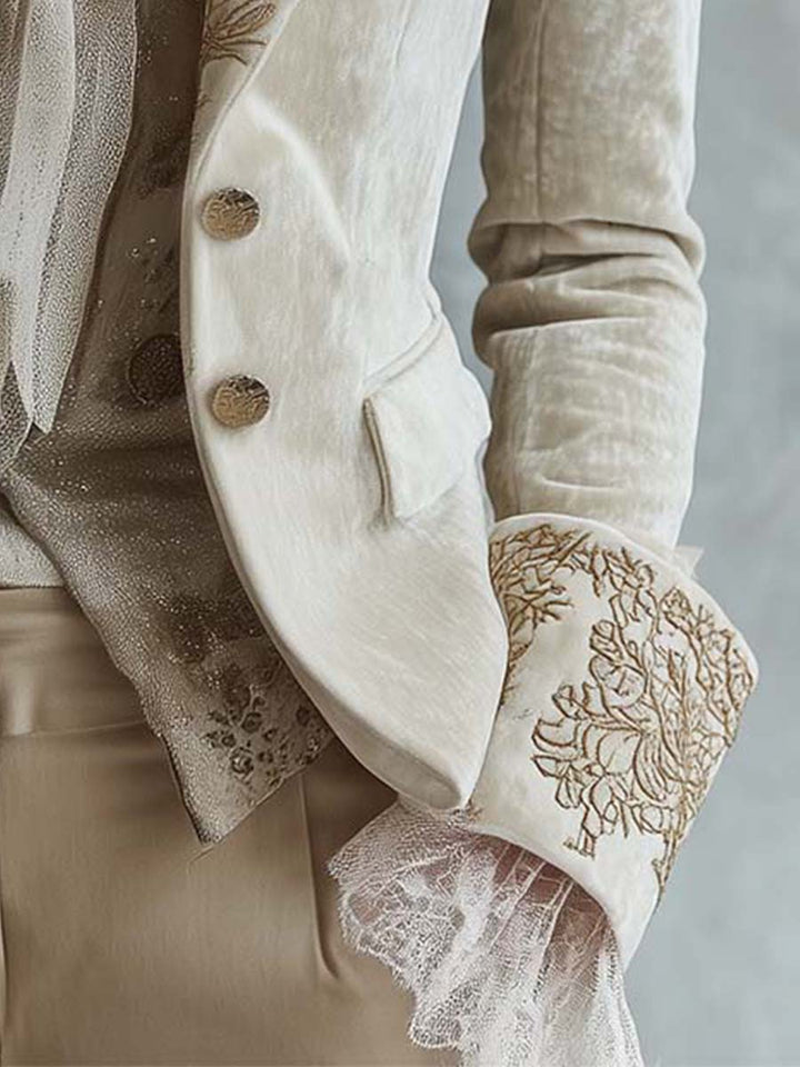 Blazer Su Misura Ricamato Avorio Da Donna