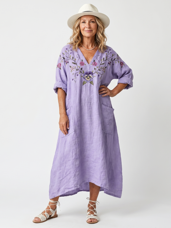 Tavi | Abito Midi Oversize con Tasche Floreali