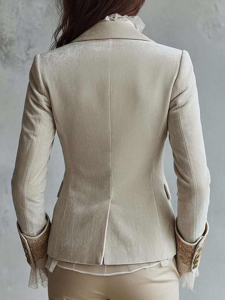 Blazer Su Misura Ricamato Avorio Da Donna