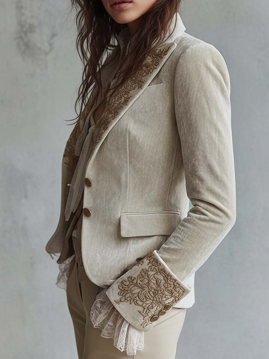 Blazer Su Misura Ricamato Avorio Da Donna