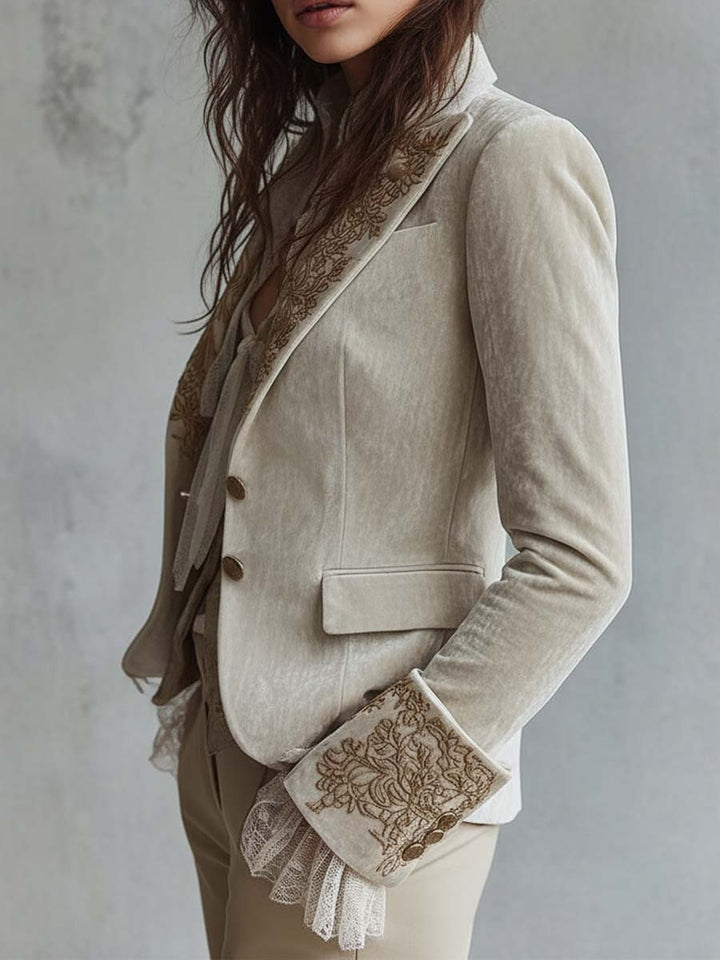 Blazer Su Misura Ricamato Avorio Da Donna
