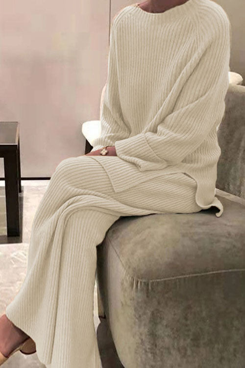 Maglione casual a maniche lunghe in maglia di colore solido a due pezzi
