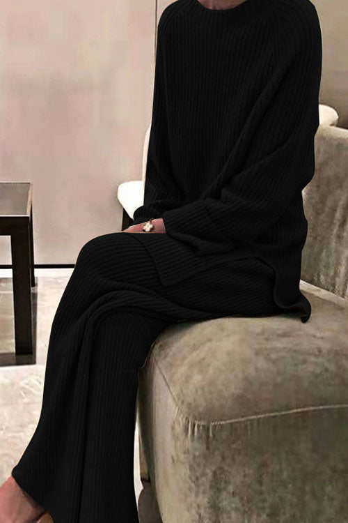 Maglione casual a maniche lunghe in maglia di colore solido a due pezzi