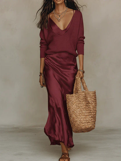 Anaïs – Abito midi in satin elegante