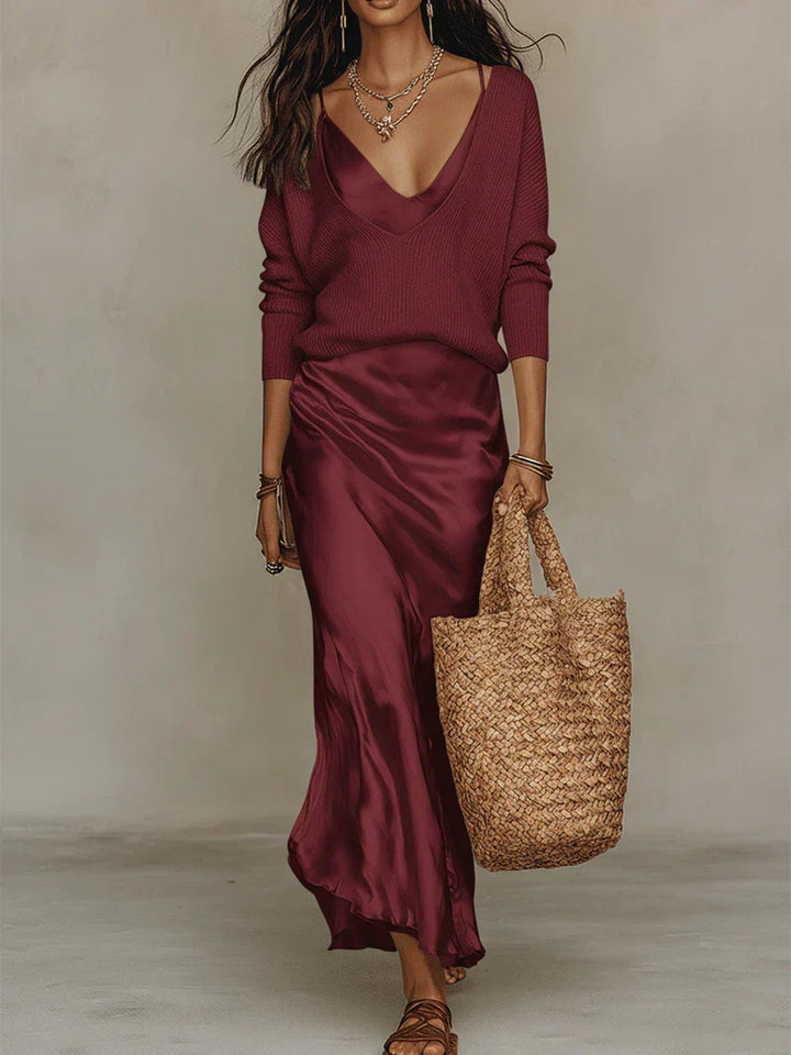 Anaïs – Abito midi in satin elegante